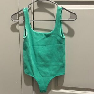 Green Ribbed Bodysuit